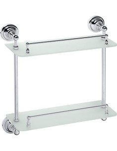 RETRO chrome: Double glass shelf with rail, 400 mm