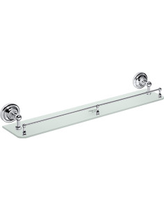 RETRO chrome: Glass shelf with rail, 600 mm