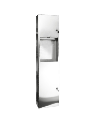 Paper towel dispenser with waste bin, stainless steel, polished