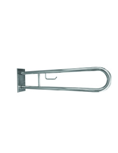 HELP: Folding grab bar in U shape with TP holder,  850 mm, stainless steel, polished, with cover