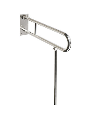 HELP: Folding grab bar with support in U shape 750 mm, stainless steel, brushed, without cover