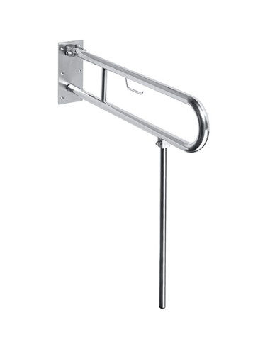 HELP: Folding grab bar in U shape with TP holder and support leg 850 mm, brushed, without cover