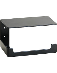 Toilet paper holder with shelf, black