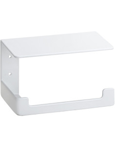 Toilet paper holder with shelf, white