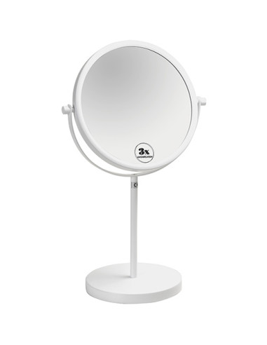 WHITE: Double-sided cosmetic mirror free standing, ø 200 mm