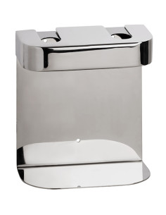 Double holder for soap dispenser, round, polished