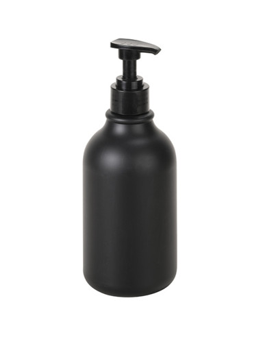 Round plastic bottle black matte with pump for soap dispenser, 500 ml