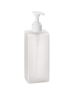 Square transparent plastic bottle with pump for soap dispenser, 500 ml