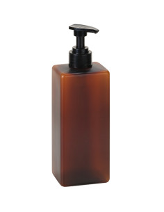 Plastic bottle square brown matt with pump for soap dispenser, 500 ml