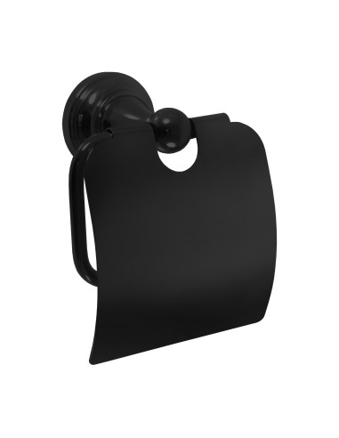 Paper holder with cover black matt Bathroom accessory MORAVA RETRO - Barva černá matná