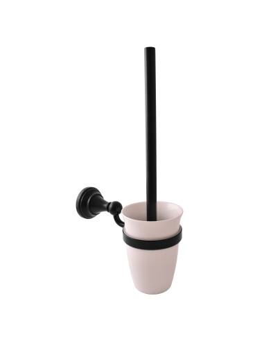Toilet brush and holder ceramic, black matt Bathroom accessory MORAVA RETRO - Barva černá matná