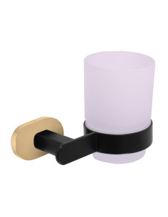 Toothbrush holder black matt/gold Bathroom accessory...