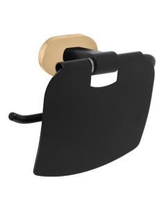 Paper holder with cover black matt/gold Bathroom...