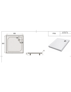 Dušo padėklas "SPN P 709", baltas ,800 x 800 - 1