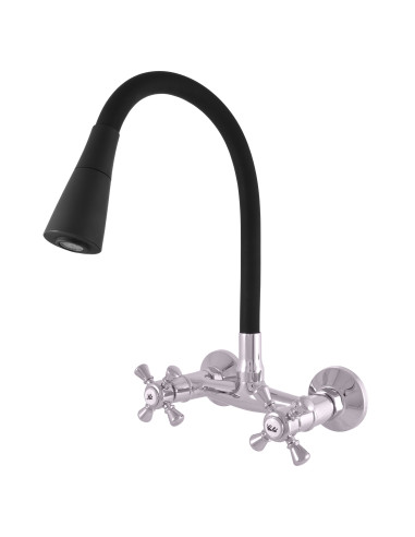 Wall mounted sink lever mixer MORAVA RETRO - Barva chrom/černá,Rozměr 150 mm