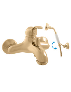 Bath lever mixer with hand shower LABE GOLD - Barva ZLATÁ...