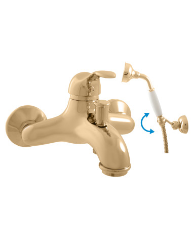 Bath lever mixer with hand shower LABE GOLD - Barva ZLATÁ - lesklá,Rozměr 150 mm