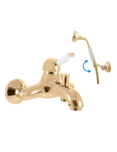 Bath lever mixer with hand shower LABE GOLD - Barva ZLATÁ...