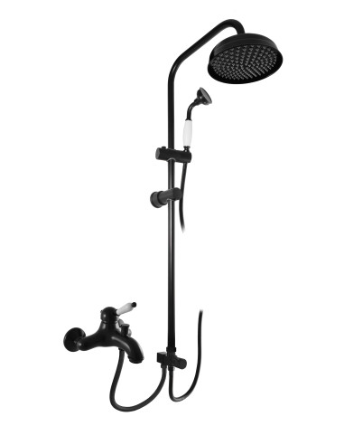 Single lever bath mixer with column shower set LABE BLACK MATT - Barva černá matná,Rozměr 150 mm