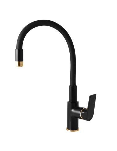 COLORADO Sink lever mixer with flexible spout BLACK MATT/GOLD - Barva černá matná/zlato,Rozměr 3/8''