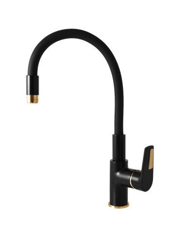 COLORADO Sink lever mixer with flexible spout BLACK MATT/GOLD - Barva černá matná/zlato,Rozměr 1/2''