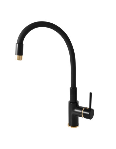 SEINA Sink lever mixer with flexible spout BLACK MATT/GOLD - Barva černá matná/zlato,Rozměr 3/8''