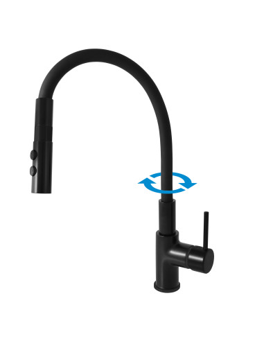 SEINA Sink lever mixer with flexible spout with shower BLACK MATT - Barva černá matná,Rozměr 1/2''
