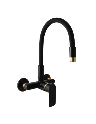 COLORADO Sink lever mixer with flexible spout BLACK MATT/GOLD - Barva černá matná/zlato,Rozměr 150 mm