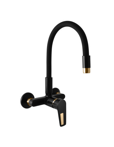 COLORADO Sink lever mixer with flexible spout BLACK MATT/GOLD - Barva černá matná/zlato,Rozměr 100 mm