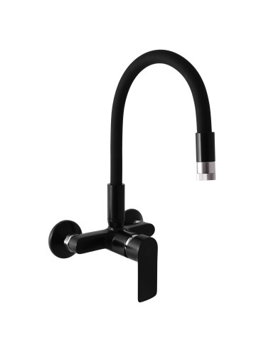 COLORADO Sink lever mixer with flexible spout with shower BLACK MATT/CHROME - Barva černá matná/chrom,Rozměr 150 mm