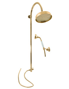 Retro shower set with overhead and hand shower - gold -...