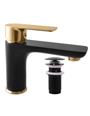 Washbasin faucet  with CLICK-CLACK VLTAVA BLACK MATT/GOLD - Barva černá matná/zlato,Rozměr 3/8''