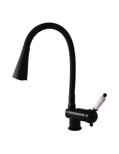 Sink lever mixer with flexible spout LABE BLACK MATT  -...