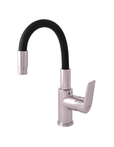 Basin lever mixer COLORADO with flexible spout - Barva chrom/černá,Rozměr 3/8''