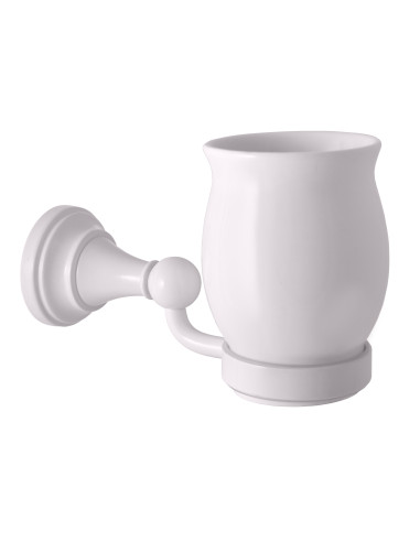 Toothbrush holder ceramic, white Bathroom accessory MORAVA RETRO - Barva bílá