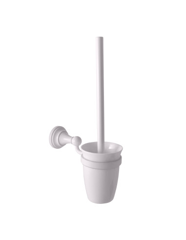 Toilet brush and holder ceramic, white Bathroom accessory MORAVA RETRO - Barva bílá