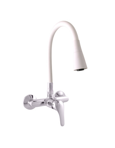 Sink lever mixer with flexible spout and shower  - Barva chrom/bílá,Rozměr 100 mm,Typ ručky ručka SÁZAVA - 1