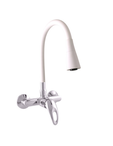 Sink lever mixer with flexible spout and shower  - Barva chrom/bílá,Rozměr 100 mm,Typ ručky ručka SÁZAVA – 3