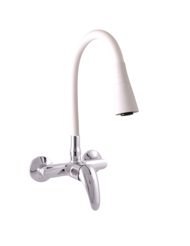 Sink lever mixer with flexible spout and shower  - Barva chrom/bílá,Rozměr 100 mm,Typ ručky ručka SÁZAVA – 5