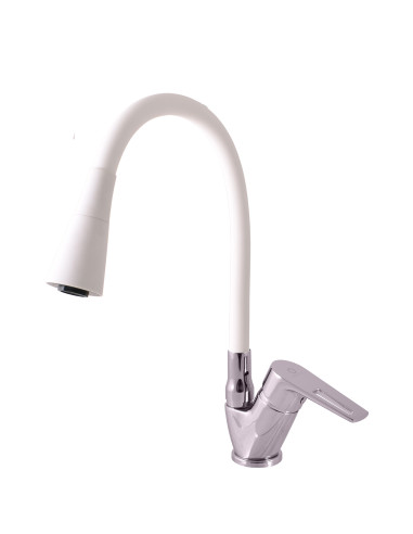 Sink lever mixer with flexible spout COLORADO CHROME/WHITE - Barva chrom/bílá,Rozměr 3/8''