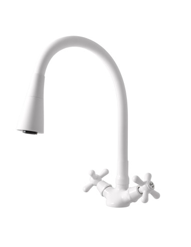 Kitchen mixer with flexible spout and shower  MORAVA RETRO WHITE - Barva bílá,Rozměr 3/8''