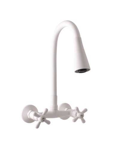 Kitchen mixer with flexible spout and shower  MORAVA RETRO WHITE - Barva bílá,Rozměr 100 mm