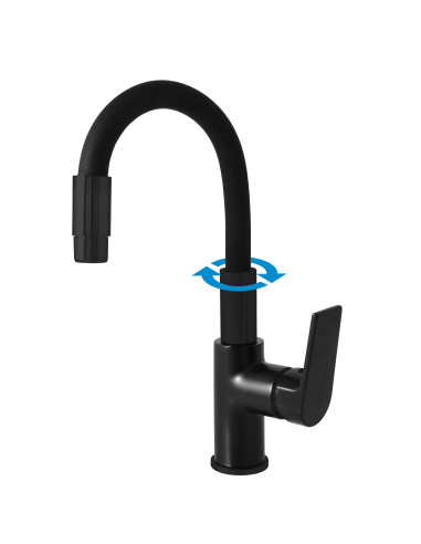 Basin lever mixer  with flexible handle COLORADO BLACK MATT - Barva černá matná,Rozměr 1/2''
