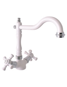 Sink water mixer MORAVA RETRO GLOSSY WHITE/CHROME - Barva...