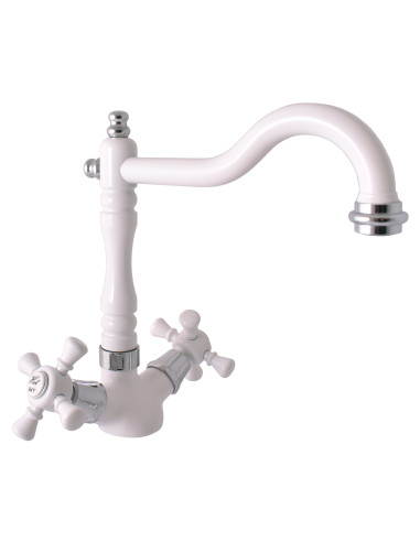 Sink water mixer MORAVA RETRO GLOSSY WHITE/CHROME - Barva bílá/chrom,Rozměr 1/2''