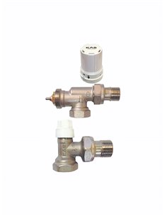 Set: Lockshield regulating valve + Thermostatic head + Thermostatic radiator valve, axial - 1