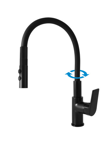 Sink lever mixer with flexible spout COLORADO BLACK MATT - Barva černá matná,Rozměr 3/8''