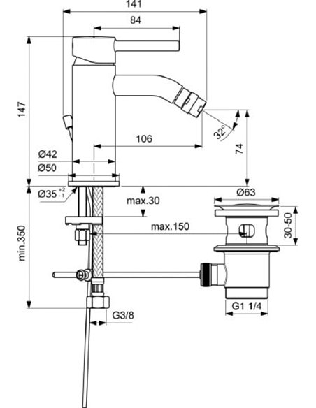 Ideal Standard Bidet Mixer Ceraline BC197AA - 2