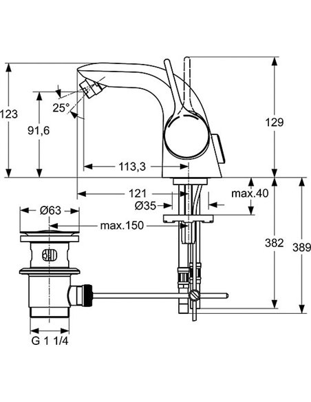 Ideal Standard Bidet Mixer Melange A4268AA - 2