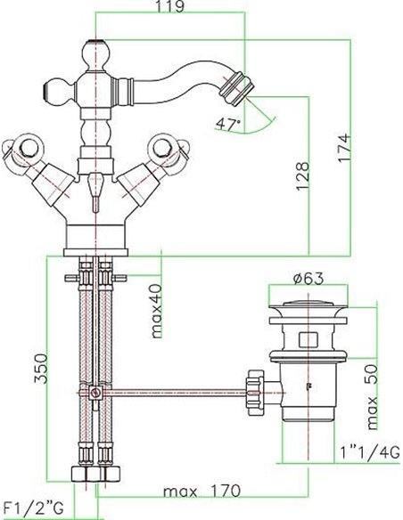 Fiore Bidet Mixer Coloniale 02CR0635 - 2